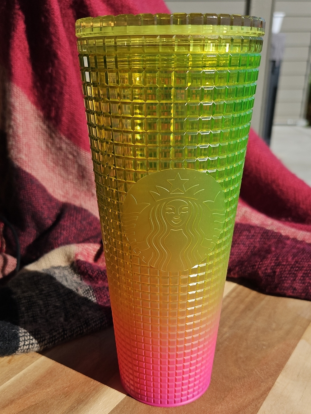 Starbucks Green Yellow Pink Ombre Textured Tumbler *No Straw